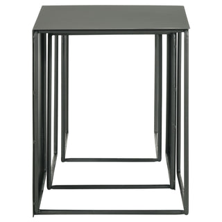 Imez 3-piece Rectangular Metal Nesting Table Set Grey