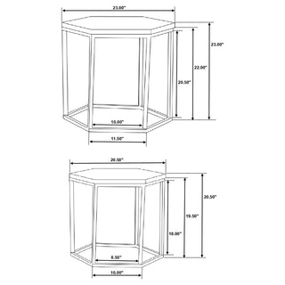 Adger 2-piece Hexagonal Nesting Tables Natural and Black