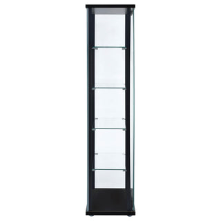 Delphinium 5-shelf Clear Glass Curio Display Cabinet Black