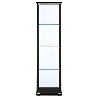 Cyclamen 4-shelf Clear Glass Curio Display Cabinet Black