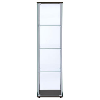 Bellatrix 4-shelf Clear Glass Curio Cabinet Cappuccino