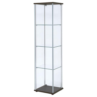 Bellatrix 4-shelf Clear Glass Curio Cabinet Cappuccino
