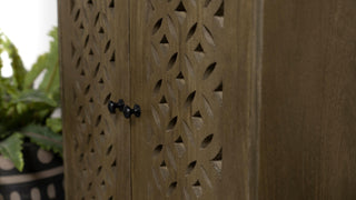 Zaria 2-door Wood Trellis Accent Storage Cabinet Brown