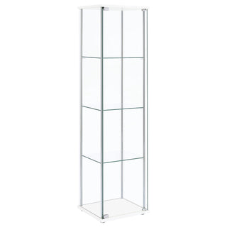Bellatrix 4-shelf Clear Glass Curio Cabinet White
