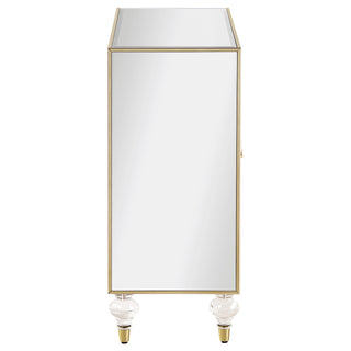Astilbe 2-door Mirrored Accent Cabinet Silver and Champagne