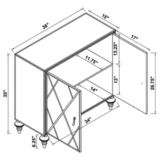 Astilbe 2-door Mirrored Accent Cabinet Silver and Champagne