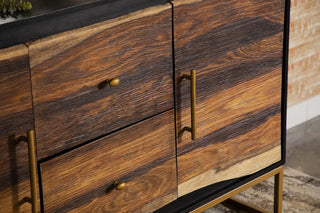 Zara 2-door 57-inch Wood Accent Storage Cabinet Black Walnut