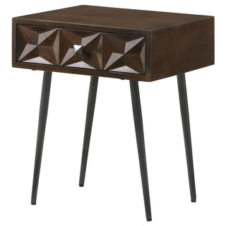 Ezra 1-drawer Rectangular Accent Side Table Coffee Brown