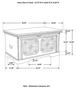 Nilay Wood Storage Trunk White Washed and Black