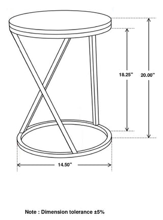 Malthe Round Marble Top Accent Side White and Antique Gold