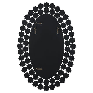 Colleen 31 x 47 Inch Oval Wall Mirror Crystal Flowers Silver