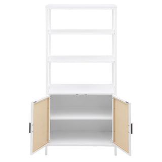 Amherst 3-shelf Radio Weave Cane Metal Accent Cabinet White