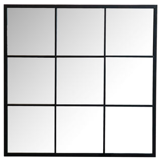Quetzal 35 x 35 Inch Square Window Pane Wall Mirror Black