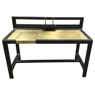 Purston 55-inch Writing Desk with Storage Black and Brass