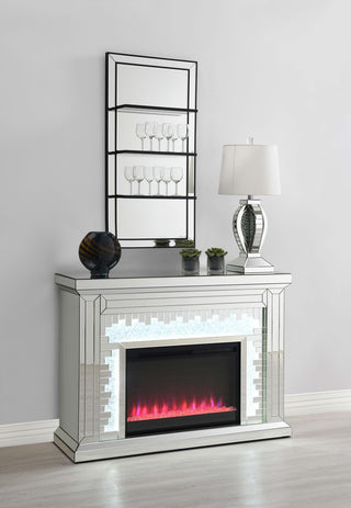 Gilmore Mirrored Freestanding Electric Fireplace Silver
