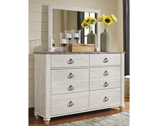 Willowton King Sleigh Bed, Dresser, Mirror and Chest