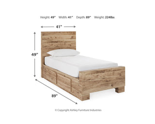 Hyanna Twin Panel Bed with 2 Side Storage, Dresser and Mirror