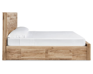 Hyanna King Panel Storage Bed with 2 Side Storage, Dresser and Mirror