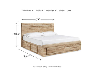 Hyanna King Panel Storage Bed with 2 Side Storage, Dresser and Mirror