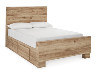 Hyanna Full Panel Bed with 2 Side Storage, Dresser and Mirror