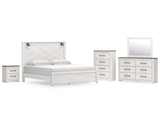 Gerridan King Panel Bed, Dresser, Mirror, Chest, and Nightstand