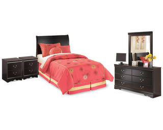 Huey Vineyard Twin Sleigh Headboard, Dresser, Mirror and 2 Nightstands