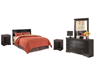Huey Vineyard Queen Sleigh Headboard with Dresser, Mirror and 2 Nightstands