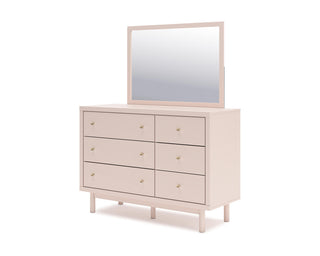 Wistenpine Full Upholstered Panel Bed, Dresser and Mirror