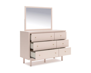 Wistenpine Full Upholstered Panel Headboard, Dresser and Mirror