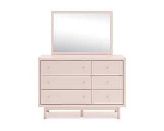 Wistenpine Twin Upholstered Panel Headboard, Dresser and Mirror