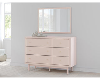 Wistenpine Twin Upholstered Panel Bed, Dresser and Mirror