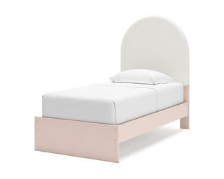 Wistenpine Twin Upholstered Panel Bed, Dresser and Mirror