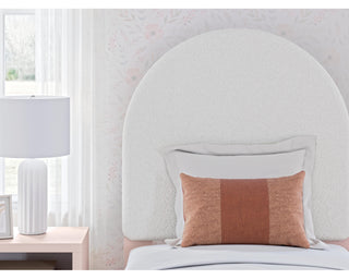 Wistenpine Twin Upholstered Panel Bed, Dresser and Mirror