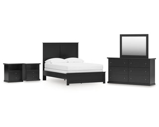 Maribel Full Panel Bed with Dresser, Mirror and 2 Nightstands