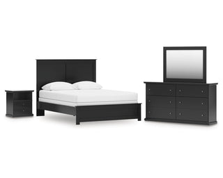 Maribel Queen Panel Bed with Dresser, Mirror and Nightstand