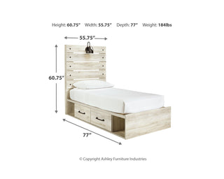 Cambeck Twin Panel Bed with 2 Storage Drawers