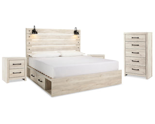 Cambeck King Panel Bed with Storage, Chest and 2 Nightstands