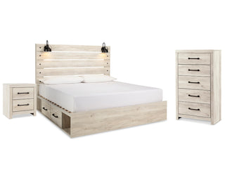 Cambeck King Panel Bed with Storage, Chest and Nightstand