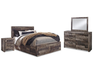Derekson Queen Panel Storage Bed, Dresser, Mirror and 2 Nightstands