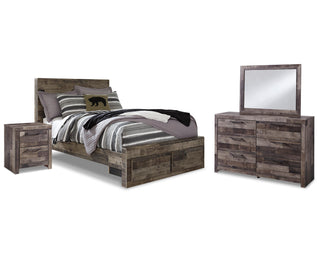 Derekson Full Panel Storage Bed, Dresser, Mirror and Nightstand