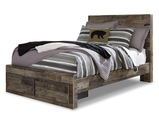 Derekson Full Panel Storage Bed, Dresser, Mirror and Nightstand