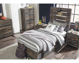 Drystan Twin Panel Bed with 4 Storage Drawers