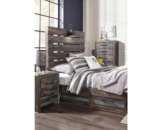 Drystan Full Panel Bed with 2 Storage Drawers