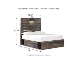 Drystan Full Panel Bed with 4 Storage Drawers