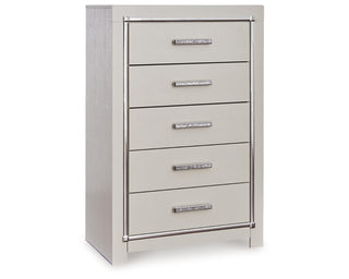 Zyniden Queen Upholstered Panel Bed, Chest and Nightstand