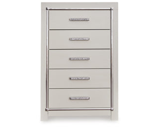 Zyniden Queen Upholstered Panel Bed, Chest and Nightstand