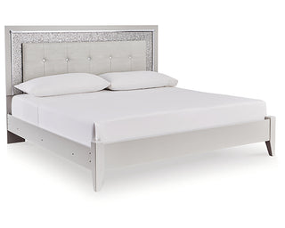 Zyniden Queen Upholstered Panel Bed, Chest and Nightstand
