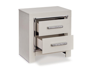 Zyniden Queen Upholstered Panel Bed, Chest and Nightstand