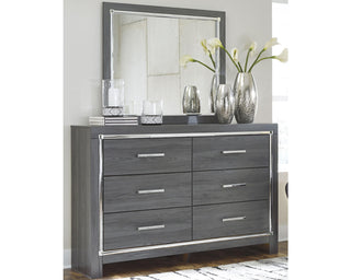 Lodanna King Upholstered Panel Headboard, Dresser, Mirror, and Nightstand
