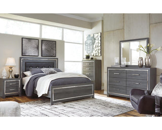 Lodanna Queen Upholstered Panel Bed, Dresser, Mirror and 2 Nightstands